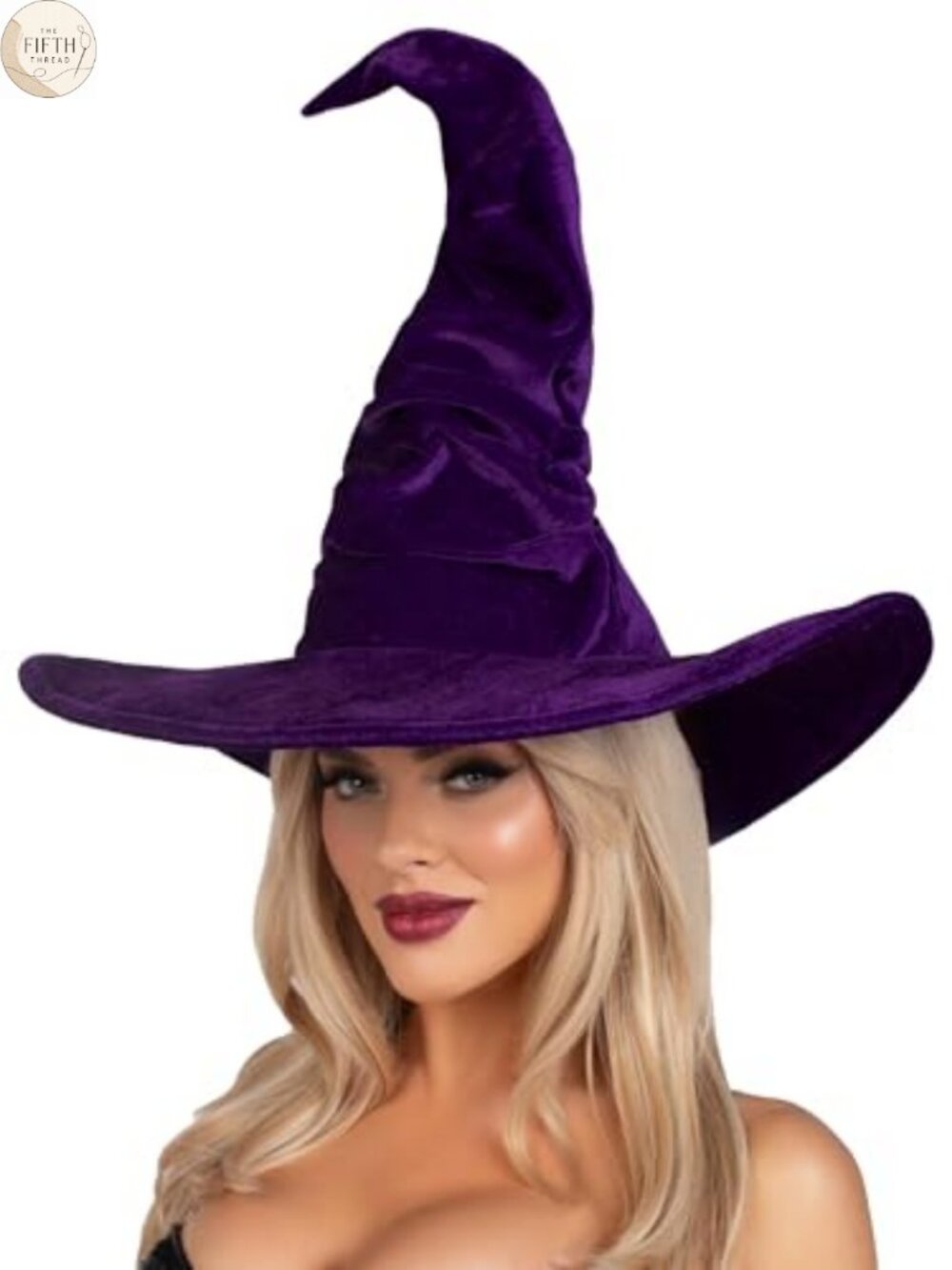 Velvet Ruched Witch Hat Bendable Brim Costume Accessory